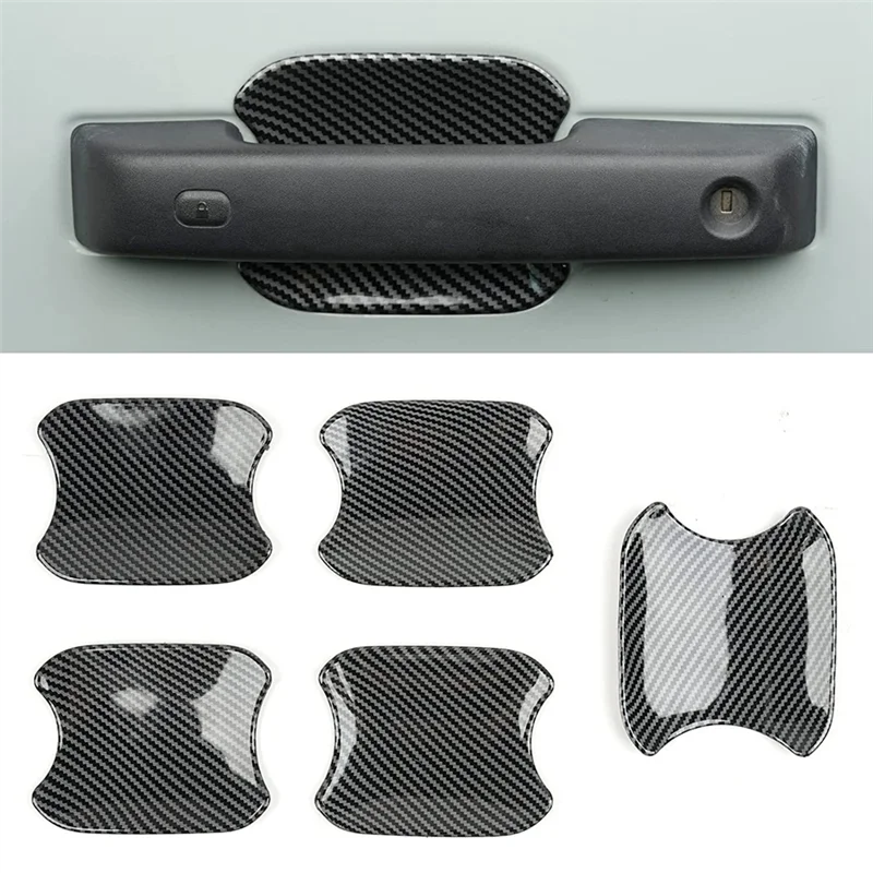 Car Exterior Door Bowl Cover Trim Protector Accessories for 2021 2022 2023 4 Doors, ABS Carbon Fiber