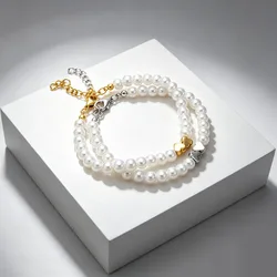 Minimalist Beaded Bracelet for Women Adjustable Heart Accent White Imitation Pearl Hand Jewelry Cheap Item for Dates Parties
