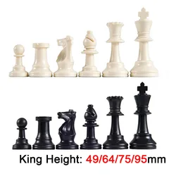 Plastic Chess Pieces 32 Pcs Chess Set King Height 49/64/75/95 mm Chess Game Standard Medieval Chessmen for Travel Board Games