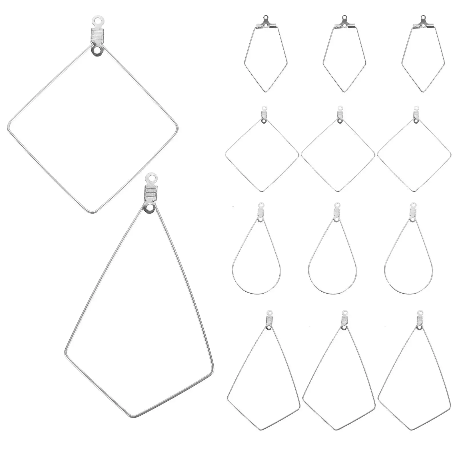 

24 Pcs Earring Hoops Silver Square Beading Hoops Gold DIY Kits Circle Crafts Stainless Steel Round Earrings Parts Jewelry Making