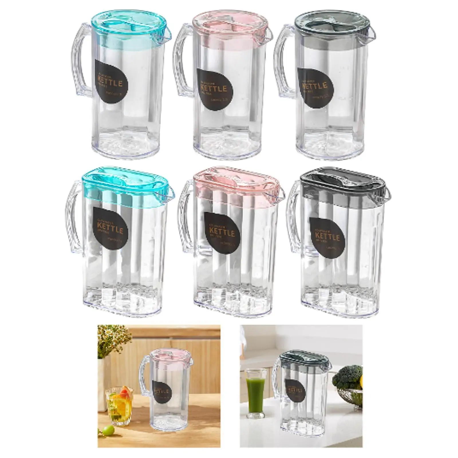 Water Pitcher with Handle 2200ml Summer Household Gift Cold Kettle Fridge Pitcher for Lemonade Ice Tea Hot Cold Water Beverage