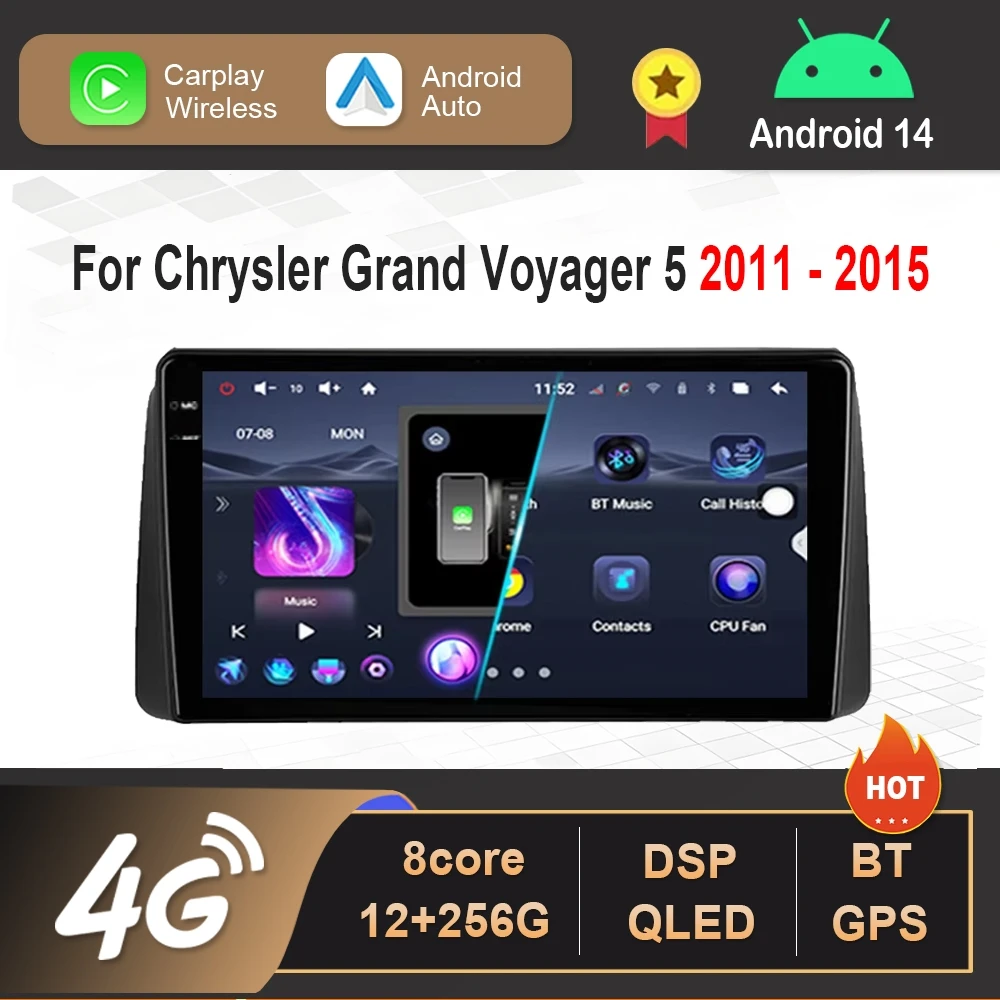

GPS Navigation for Chrysler Grand Voyager 5 2011 - 2015 Android 14 Car multimedia intelligence 4G WiFi Bluetooth HD Touch Screen