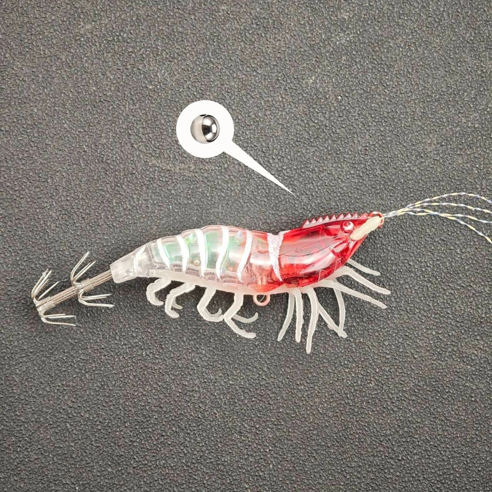 6-teiliges Set Simulierte Garnelen-Tintenfisch-Jigs Horizontales Egi-Set Leuchtender Angelköder UV-Leuchtender Eging-Köder Salzwasser-Sepia-Tintenfisch-Köder – Detail 3