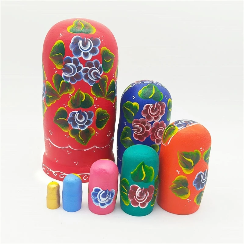 7 Layer Russische Stapelpop Handgeschilderde Nesting Doll Matryoshka Speelgoed Met Volkskunst Ontwerp Voor Kinderkamer Decors