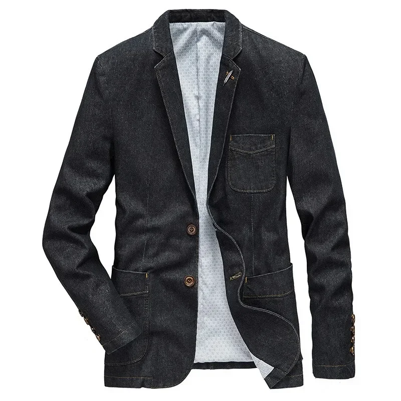 

Casual Denim Blazer Men Fashion Cotton Vintage Suit Jacket 4XL Male New Blue Jeans Coat Denim Jacket Mens Slim Fat Jeans Blazers