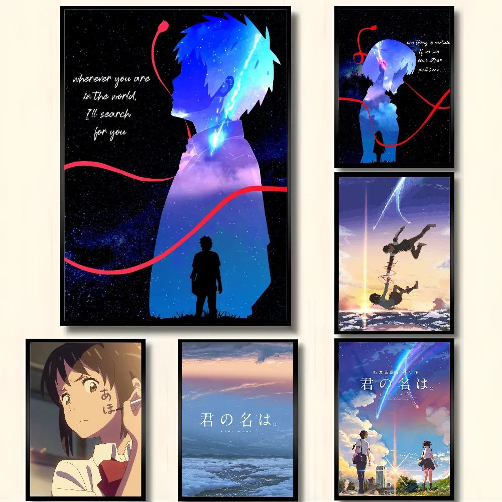Póster de película de Anime con tu nombre Mitsuha, arte HD, pared adhesiva, impermeable, para el hogar, sala de estar, dormitorio, Bar, decoración estética