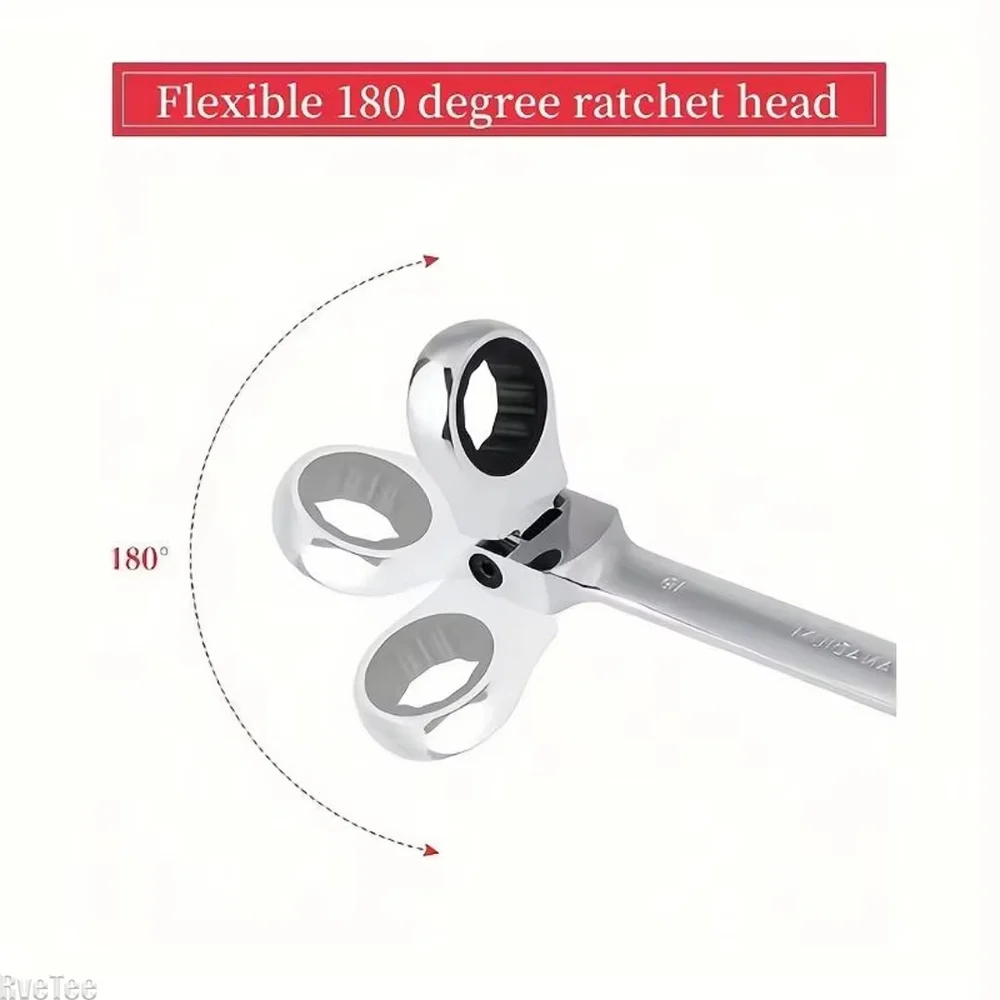 180° Rotating 72‑Tooth Ratchet Wrench Hex Key Tool Set for Automotive Bicycle Mechanical Repair Work