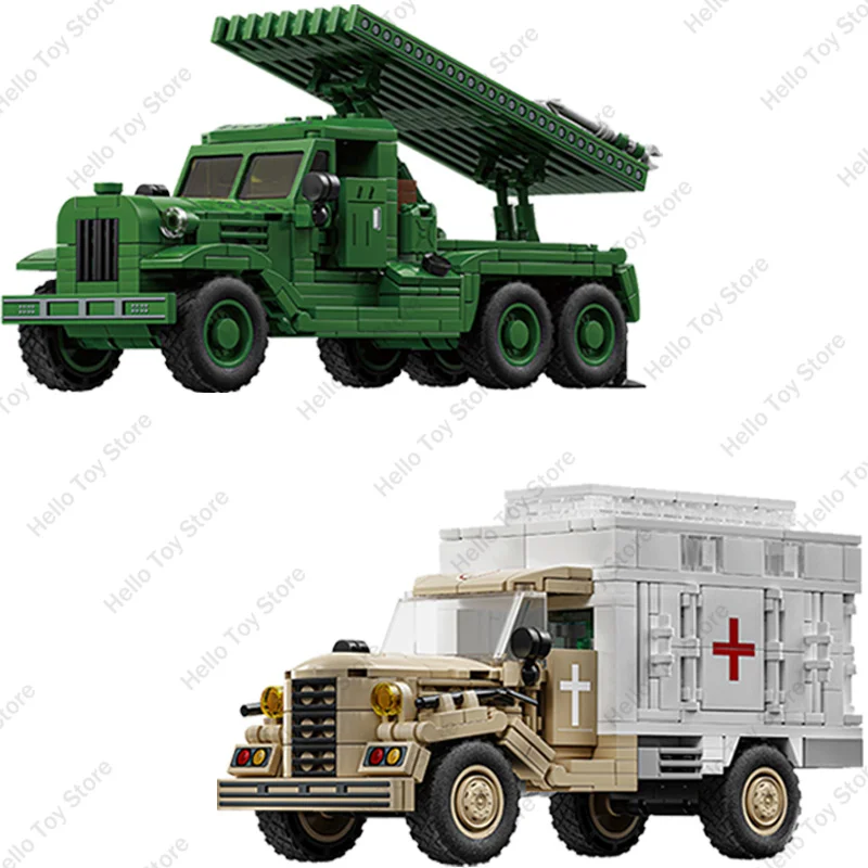 BM-13 Raket Artillerie Sovjet WW2 Militaire Bouwstenen Duitsland OPEL Blitz Truck Model Bricks Leger Wapen Jongens Voor Geschenken Speelgoed