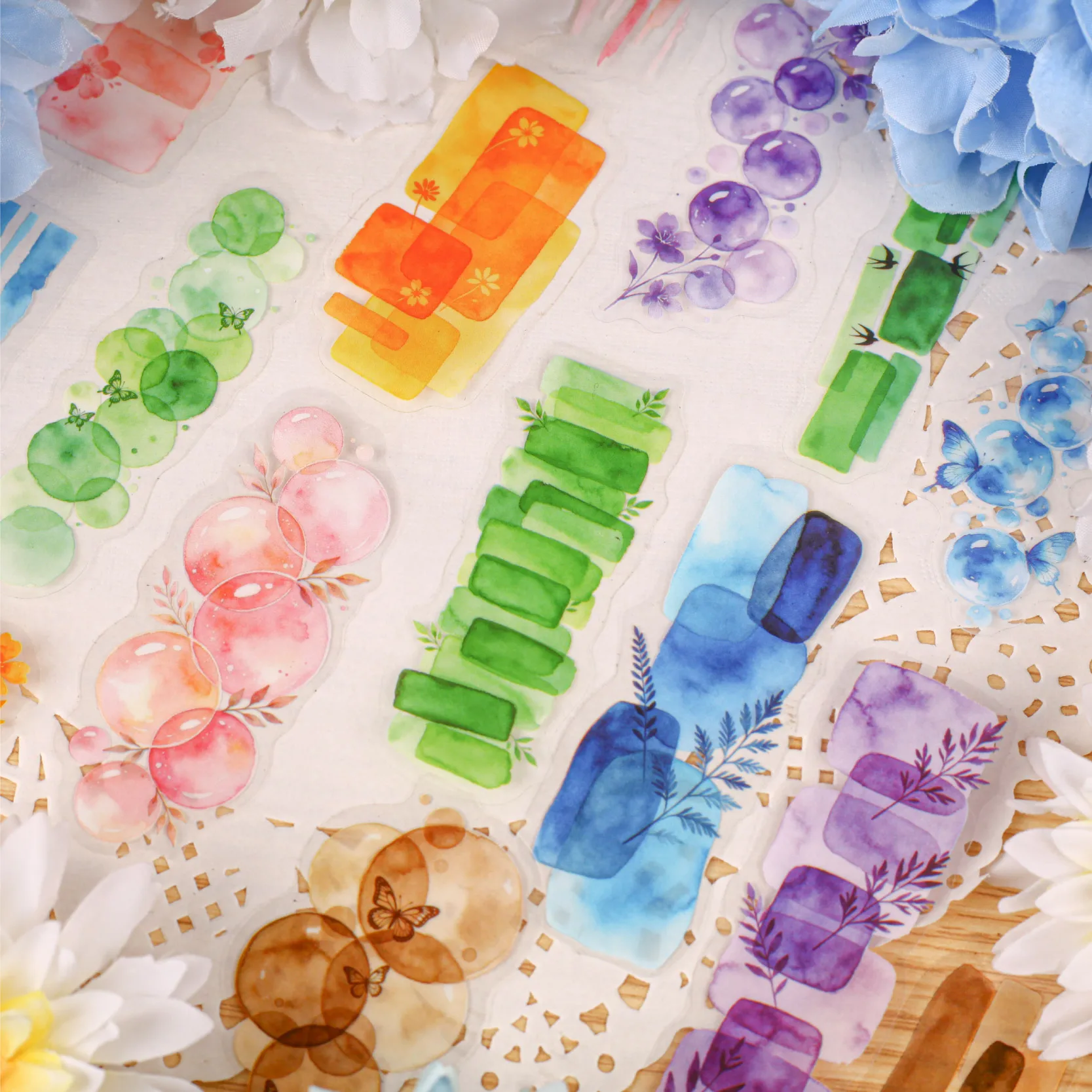 Vintage Watercolor Smudge Butterfly Flower Landscape PET Sticker Creative DIY Journal Material Collage Scrapbooking Stationery