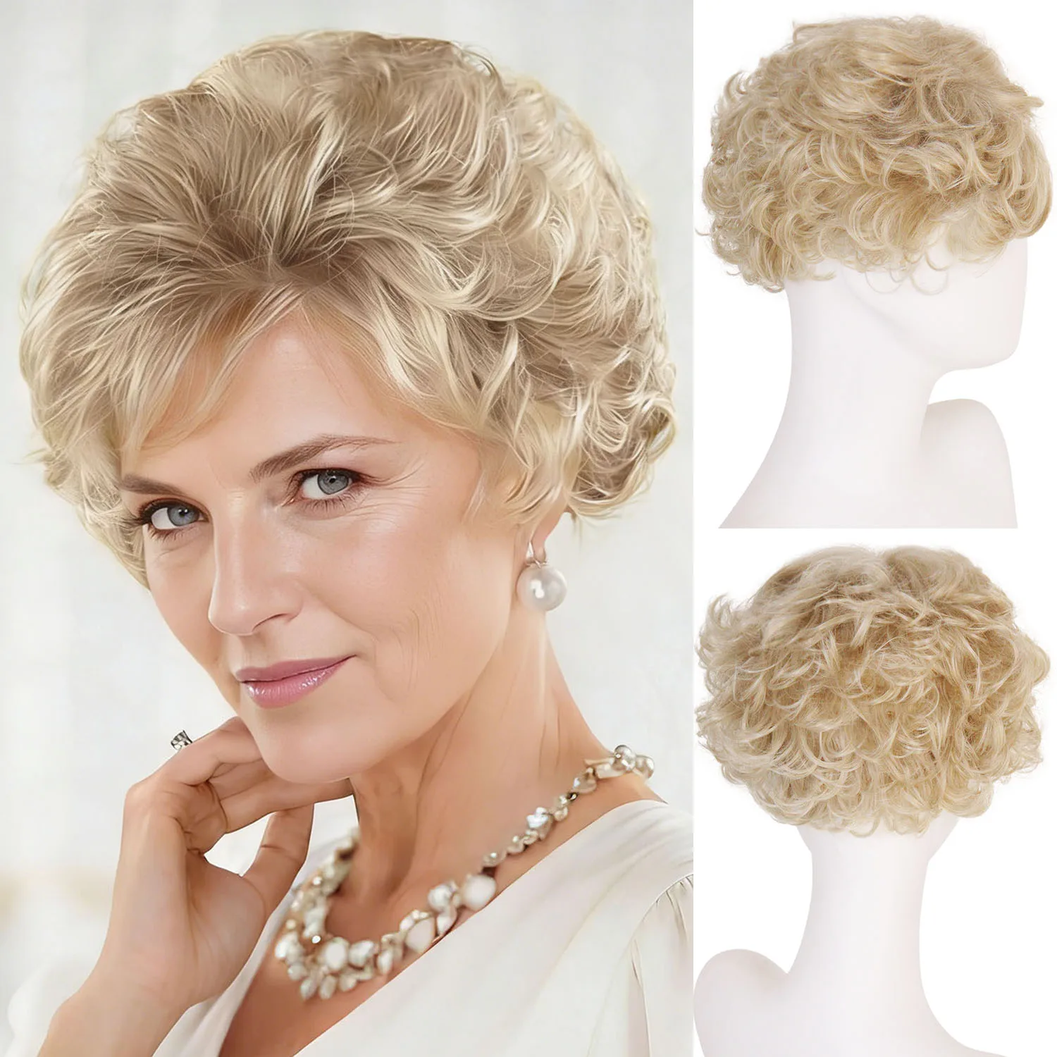 

Синтетический парик для косплея «Бабушка», короткий светлый парик для женщин, парик «Старая душевная старушка», натуральный мягкий парик для повседневного использования, костюмированных вечеринок, парик для пожилых людей