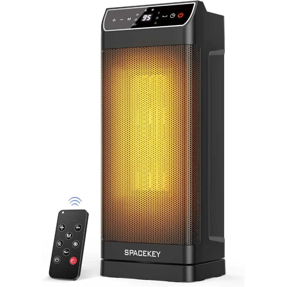 

Space Heater, Electric Heaters for Indoor Use with Thermostat, Remote, 1-12H Timer, 70°Oscillation and Overheat Protection