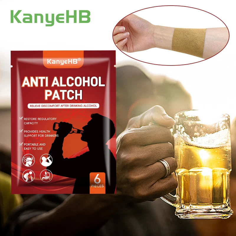 6 piezas = 1 bolsa, Parche de hierbas medicinales para recuperación rápida de la sobriedad, anti-resaca, previene la resaca y reduce el daño por alcohol W056