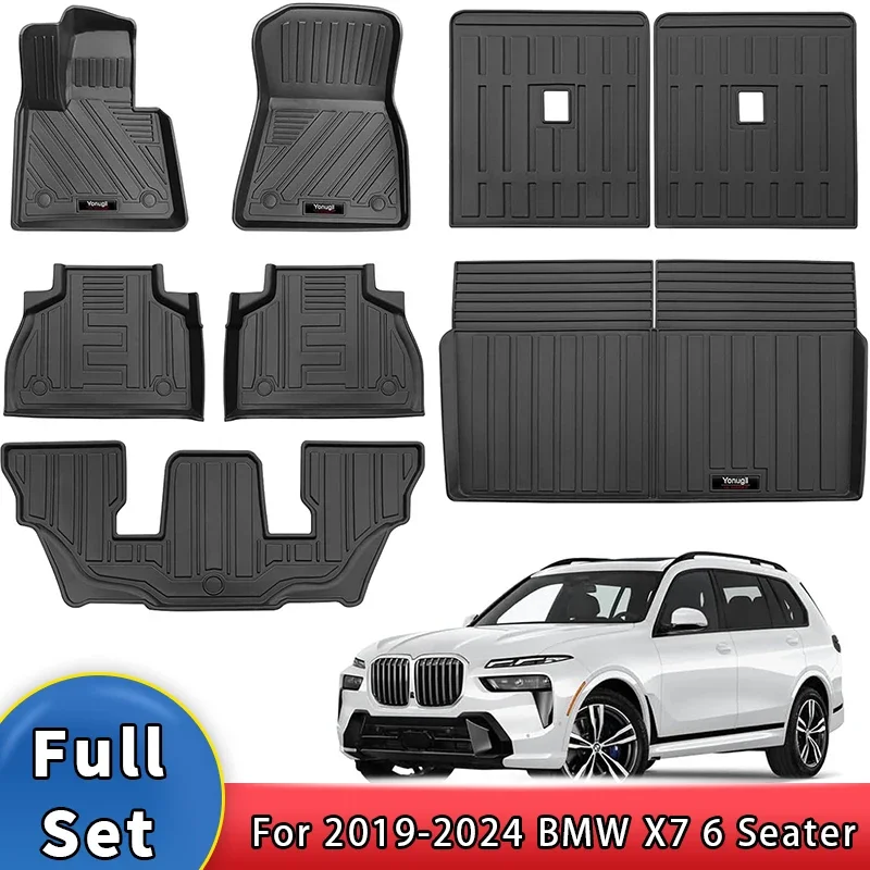 

TPE Rubber Floor Mats For BMW X7 G07 2019-2025 Accessories Trunk Cargo Liner and 3rd Rear Seat Backrest Mats All Weather