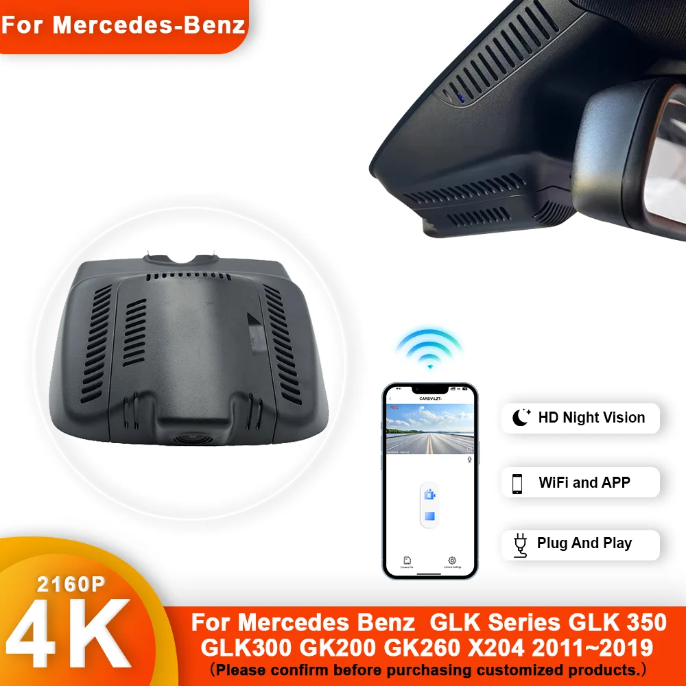 

Customized 4K HD Plug and play Dash Cam For Mercedes-Benz GLK X204 200 260 300 350 GLK300 2011 -2015 2016 WIFI Car Dvr Dashcam