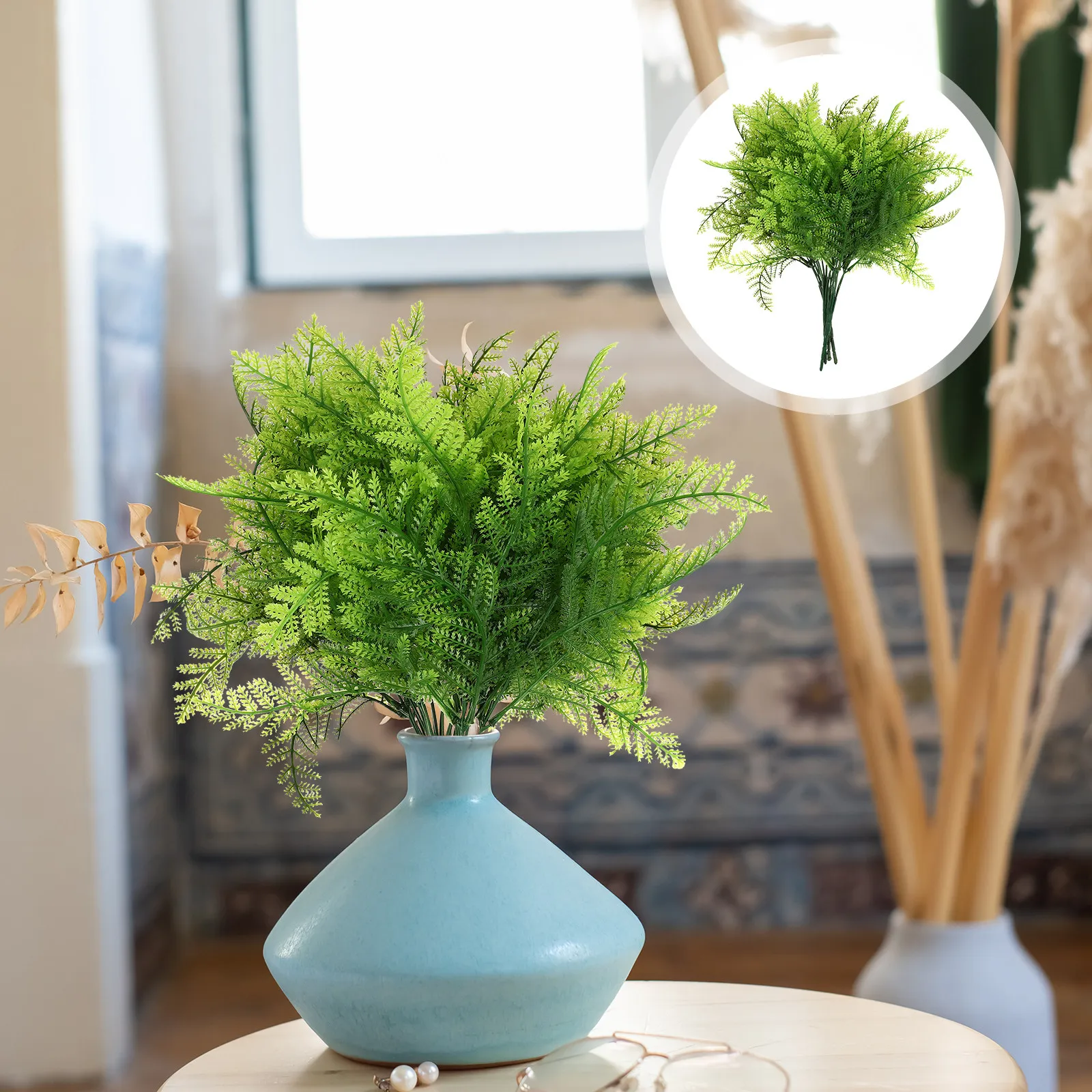 Aquarium Plant Yellowing - 4 قطع من نباتات السرخس الاصطناعية