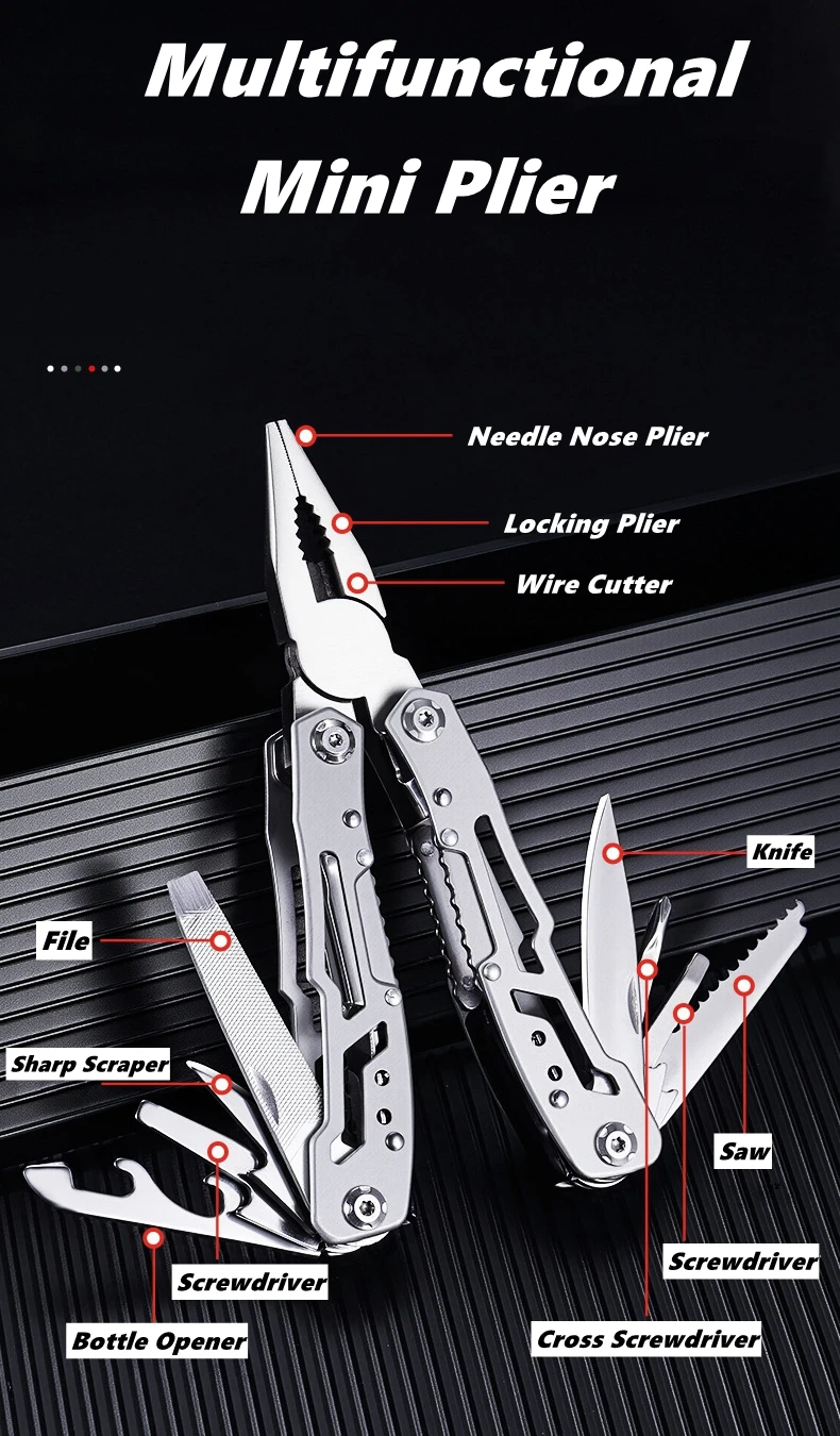 Pocket Mini Pliers Knife Screwdriver Folding Small Multitool Opener Nail File Precision Pliers Hand Tools Outdoor Emergency Tool