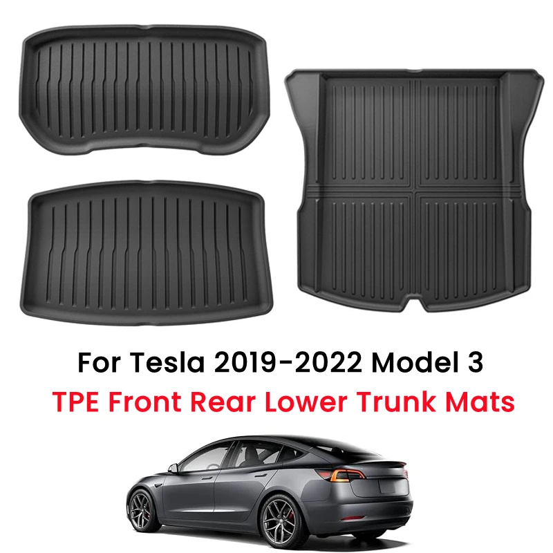 

Front Rear Trunk Mats for Tesla Model 3 2019-2022 TPE Trunk Protection Pads All Weather Waterproof Cargo Liner Anti Dirty Mat