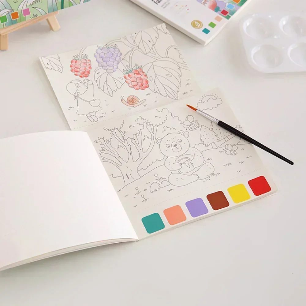 20Sheets Creative Watercolor Painting Book for Kids Fairy Tale Animal Flowers Gouache Graffiti Drawing Children DIY Gift