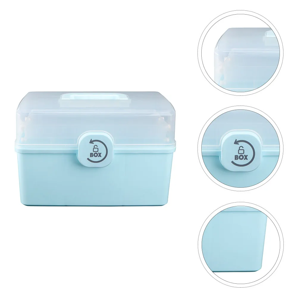 

1pc Family Medicine Storage Box Large Capacity Transparent Portable First Aid Kit For Home Outdoor Sports Medicine Organizer