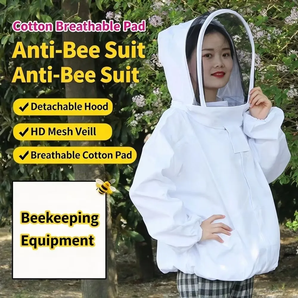Half Body Beekeeping Jacket Breathable Anti Bee Suit Beekeeper Protective Clothes with HD Veil Full Set Beekeeping Tools