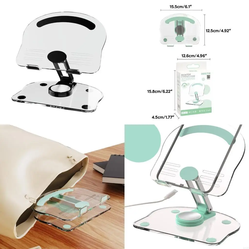 

896F Acrylic Phone and Tablet Stand Non Slip Base Tablets Holder Bracket 360°Wide Viewing for 4.7-13 inch Laptops Pads