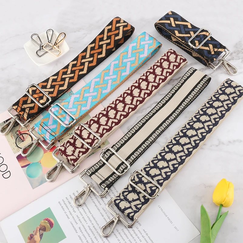 Shoulder Bag 5cm Replacement Strap Women's Bag Ethnic Style Accessory Crossbody Adjustable Colourful Pattern Handbag Belt Strap