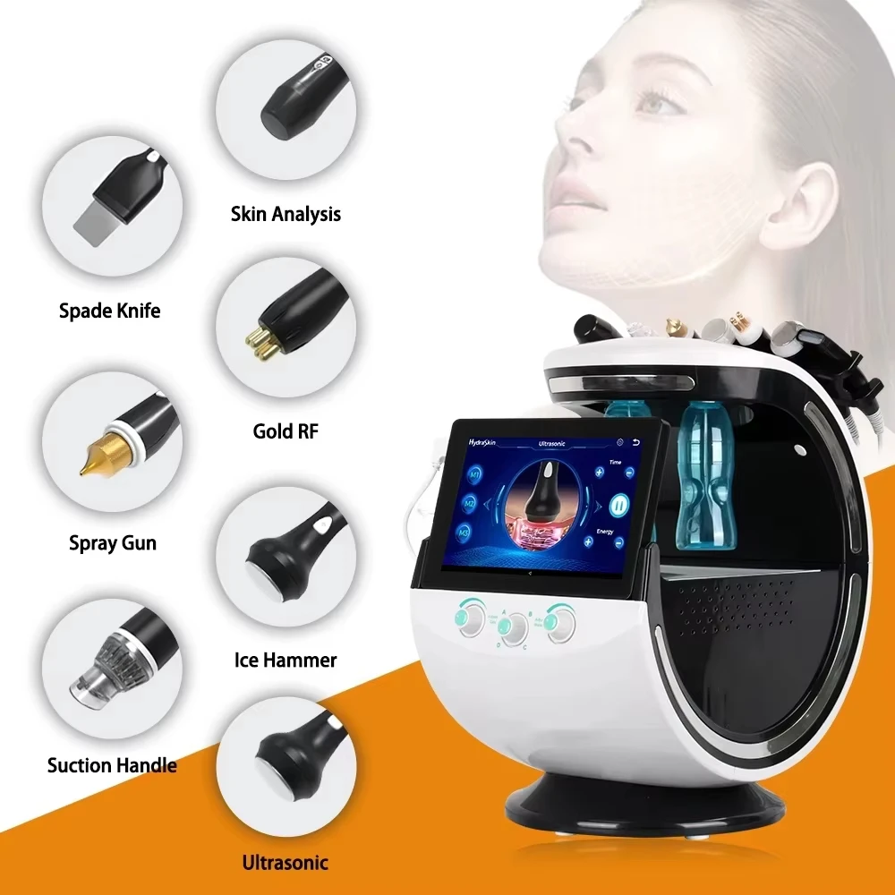 

Smart Ice Blue 7 в 1, анализатор кожи лица, ультразвуковое омоложение кожи, водная микродермабразия, машина для лица