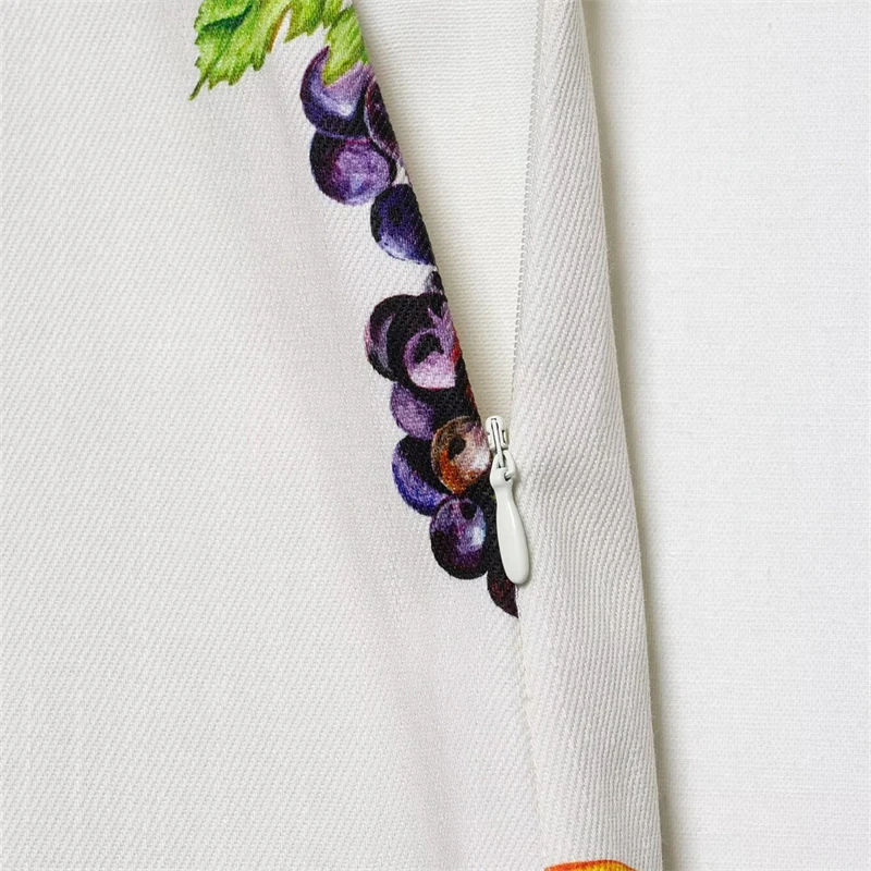 KEYANKETIAN Summer New Retro style Fruit Flower Print Mini spódniczka damska z bocznym zamkiem błyskawicznym z wysoką talią i wąską linią bioder