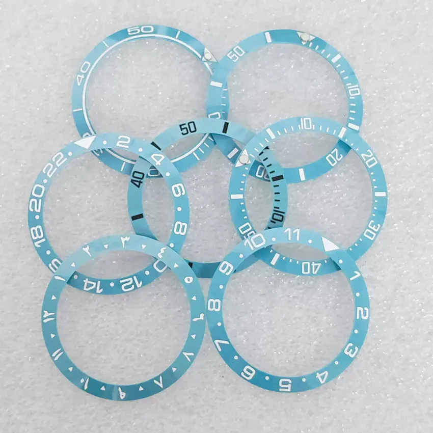 Outer Diameter 38MM Inner Diameter 30.5MM Ceramic Bezel for NH35/NH36 Movement Ice Lake Blue Bezel Watch Accessory