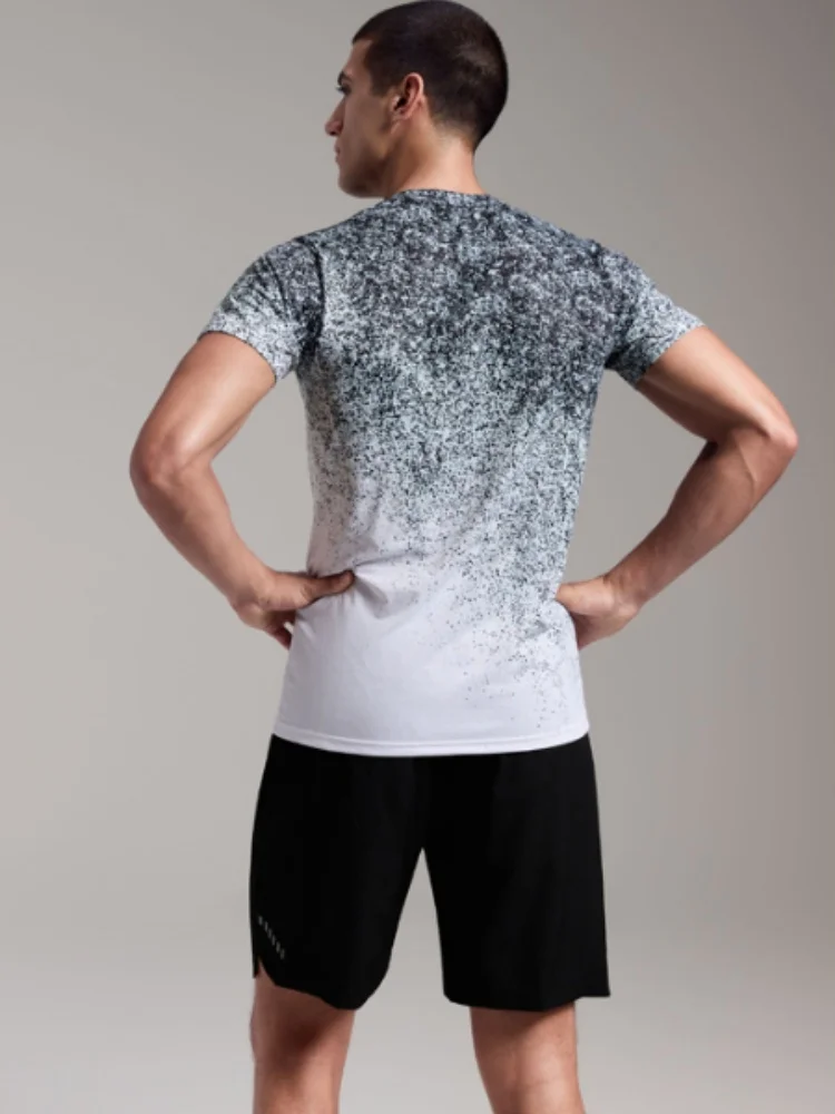 2026 New Men Summer Outdoor Hiking Quick Dry T Shirt Round Neck Half Sleeve Ice Silk Elastic Tops Breathable Fitness Training