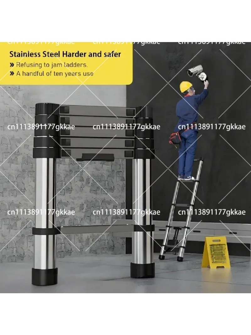 Telescopic Ladder 15ft Aluminum Extension Ladder Portable Folding Straight Ladder for Home