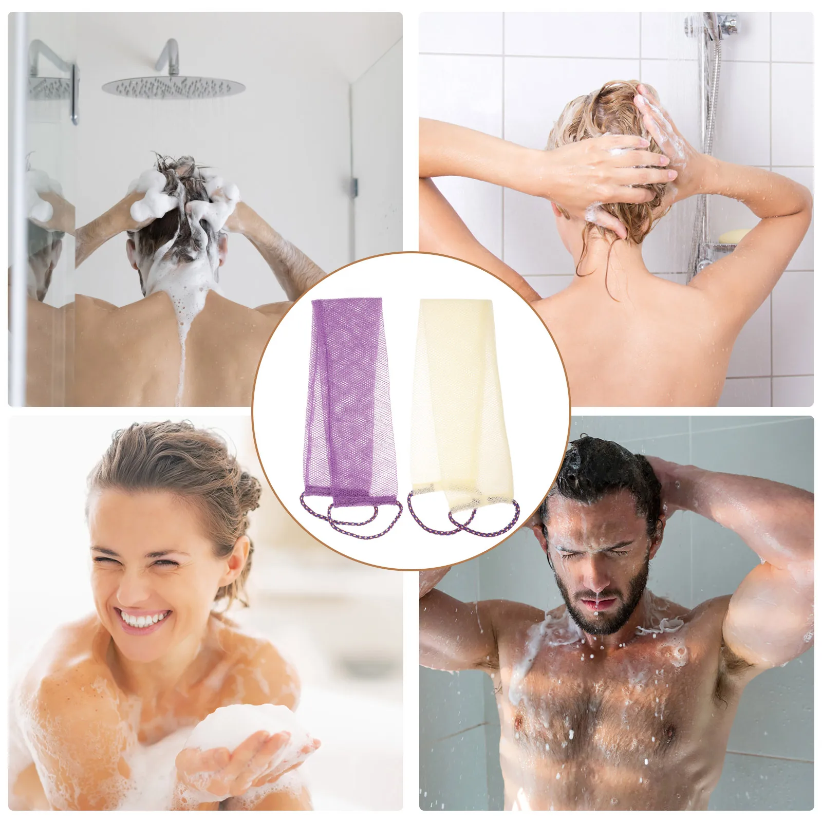 

2pcs Exfoliating Bath Towel Scrubber Shower Washcloth For Men Women Durable Polyester Back Scrubber Cloth Body Bathing Scrub