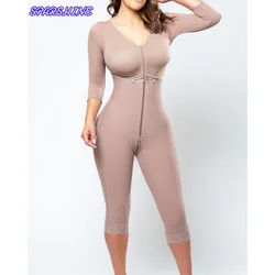 Fajas Colombian Women Shapewear Chest hugging long sleeved mid length jumpsuit lace Slimming Body Shaper Corrective Underwear