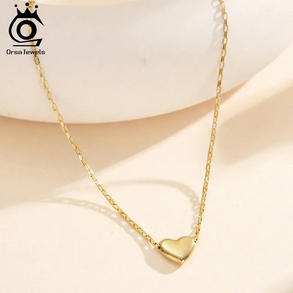 

ORSA JEWELS Stainless Steel Love Pendant with Paperclip Chains Necklaces for Women Heart Choker Dainty Waterproor Jewelry STKN02
