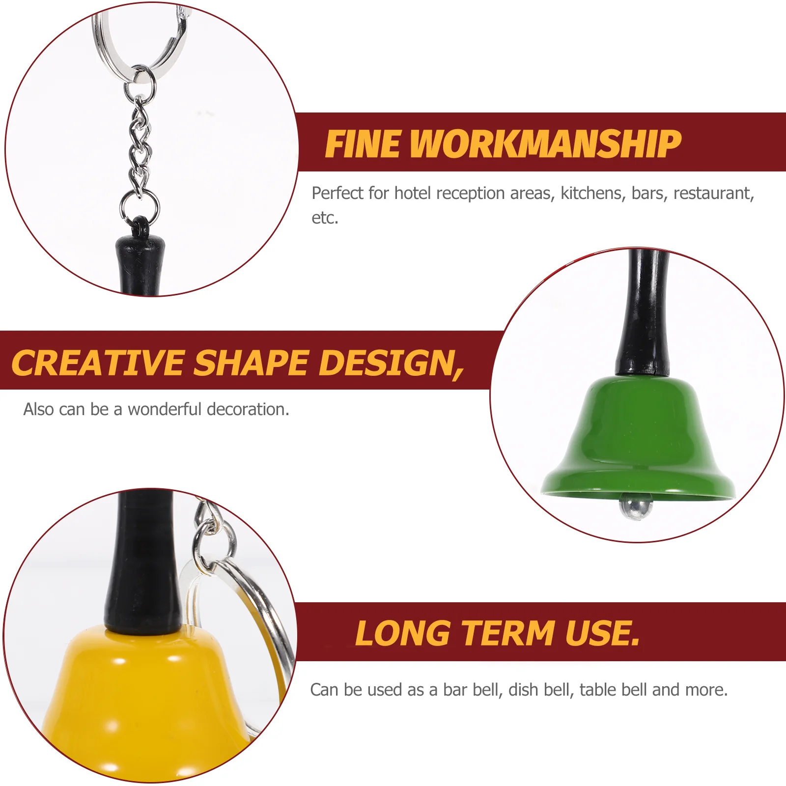 

4Pcs Metal Bells 39Mm Retro Decorative Handbells for Reception Kitchen Bar Table Bell Christmas Educational Use