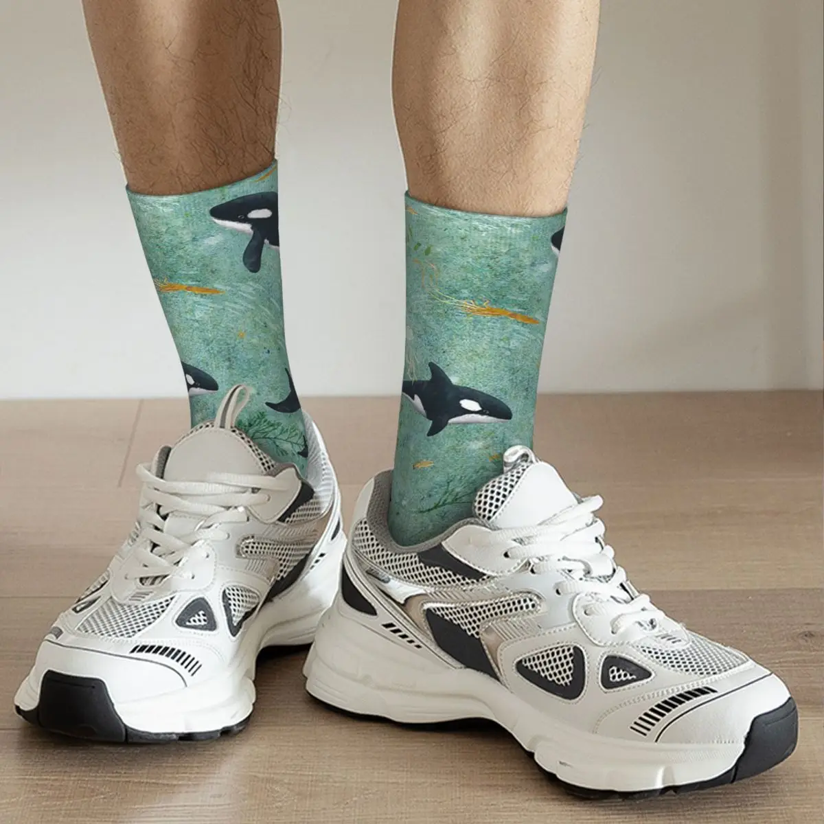 Group Of Orca Whales Swimming In The Ocean Socks Harajuku High Quality Stockings All Season Long Socks for Man Woman Gifts