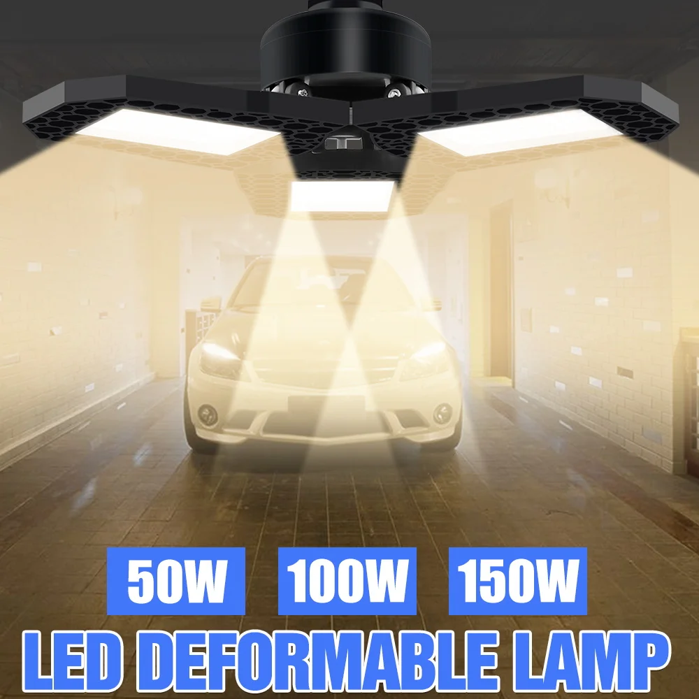 150W LED Garage Light E27/E26 Foldable Deformable Ceiling Lamp 220V Spotlights Bulb Home Warehouse Workshop Basement Lighting
