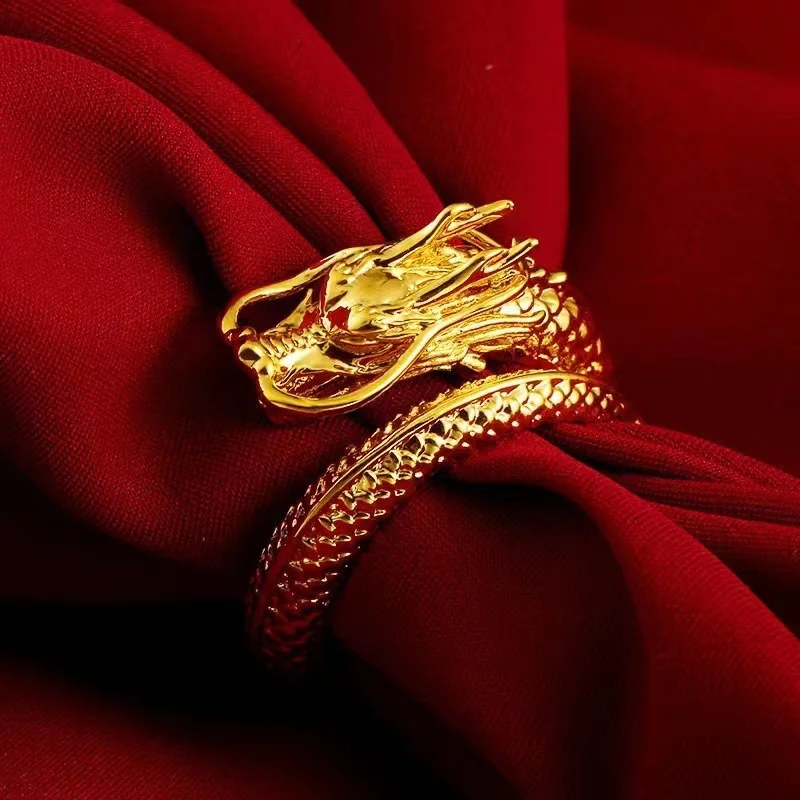 Top Quality Three-dimensional Relief Dragon Ring Male Index Finger Accessories Trendy 2024 Zodiac Animal Ring For Men Jewelry