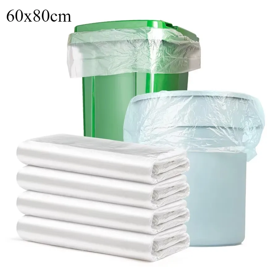 60x80cm 50pcs Clear Large Capacity Garbage Bag white Transparent Thickened Disposable Big Trash Bags Kitchen can liner