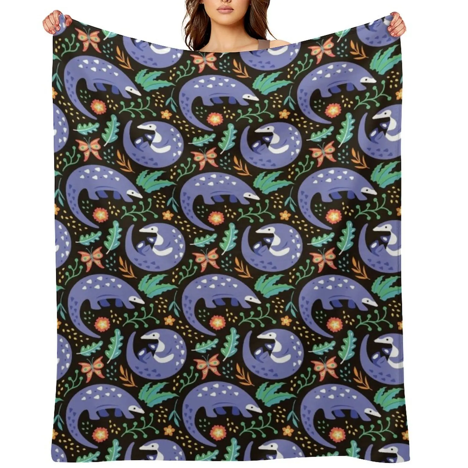 

Pangolin Pattern - Tropical Pattern Throw Blanket Hairy Furry Thins warm winter Blankets