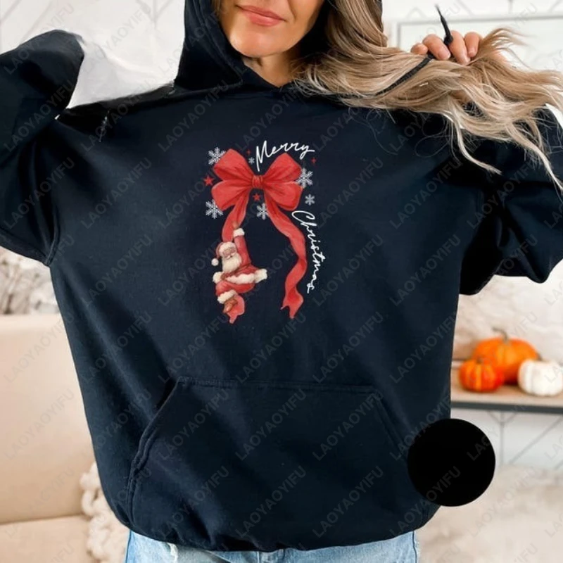 كوكيت عيد ميلاد سعيد مع سانتا البلوز الرجال النساء السنة الجديدة عيد الميلاد مهرجان هوديي الشريط الأحمر القوس Harajuku عطلة البلوز