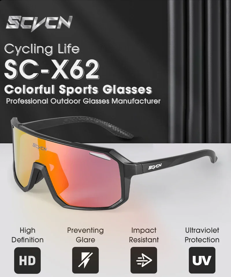 SCVCN Trendige Fahrradbrille, modische Sonnenbrille, MTB-Fahrradbrille, Campingbrille, UV400-Schutzbrille für Herren und Damen – Detail 2