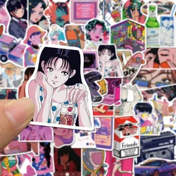 50pcs Pink Cartoon Cool Pop City Girls Sticker For Phone Stationery Scrapbook Laptop DIY Stickers Pack Scrapbooking Supplies