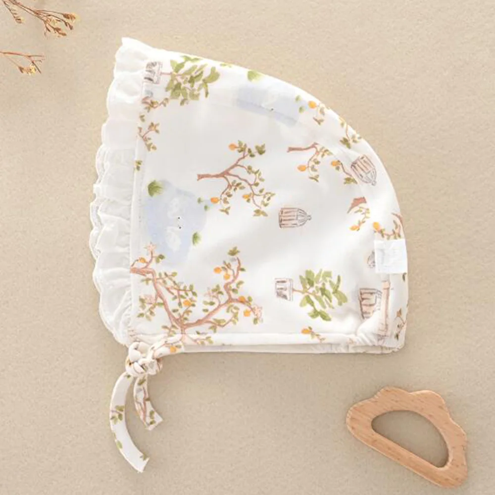 赤ちゃんの女の子のための動物のプリント帽子,春,夏,病院,屋外,0〜3か月の赤ちゃんのための綿の帽子,100%