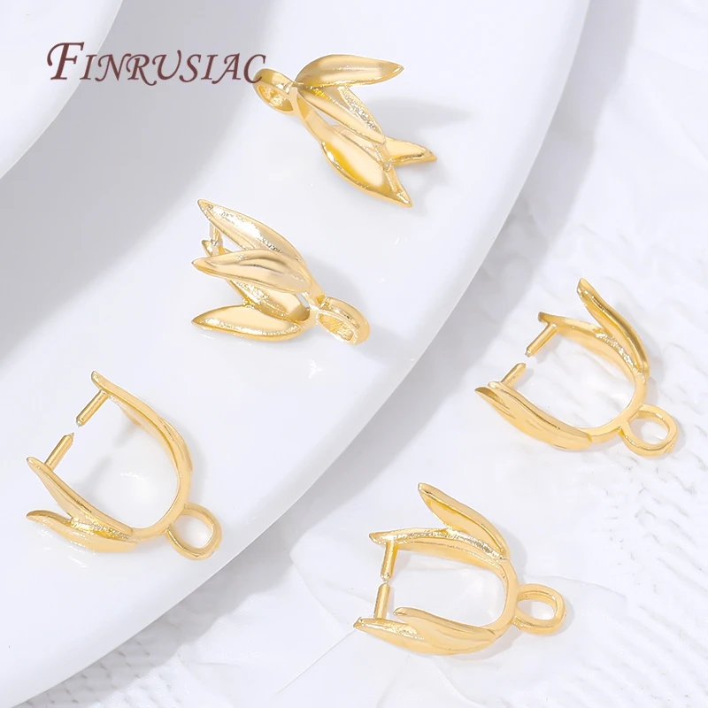 18K Gold Plated Brass Pinch Bail Clips,Leaf Shaped Pendant Connectors with Loop,For DIY Necklace& Charm Earrings Jewelry Making image 3