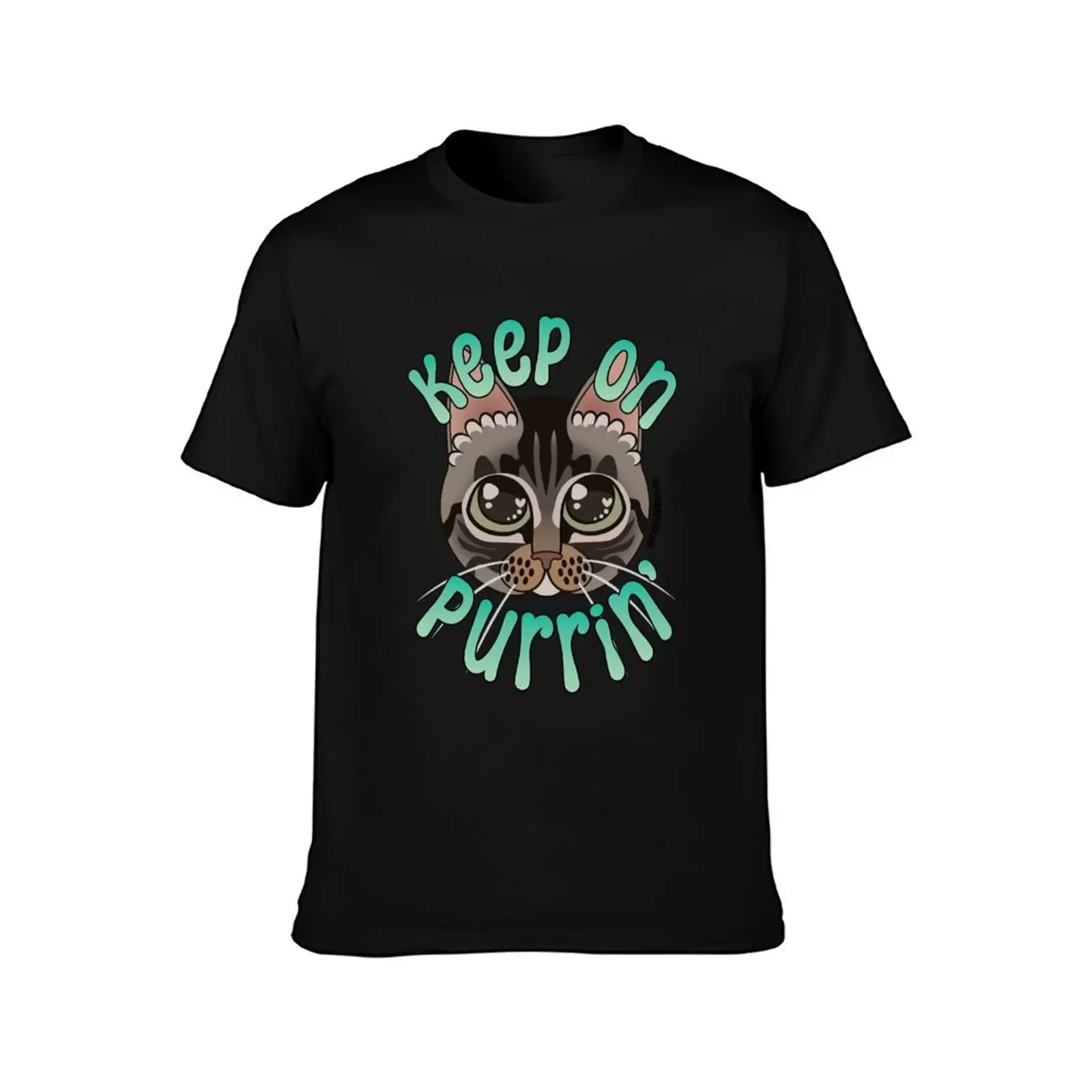 Keep on Purrin Ricky Wobbles T-Shirt summer top essential t shirt baggy shirts fruit of the loom mens t shirts