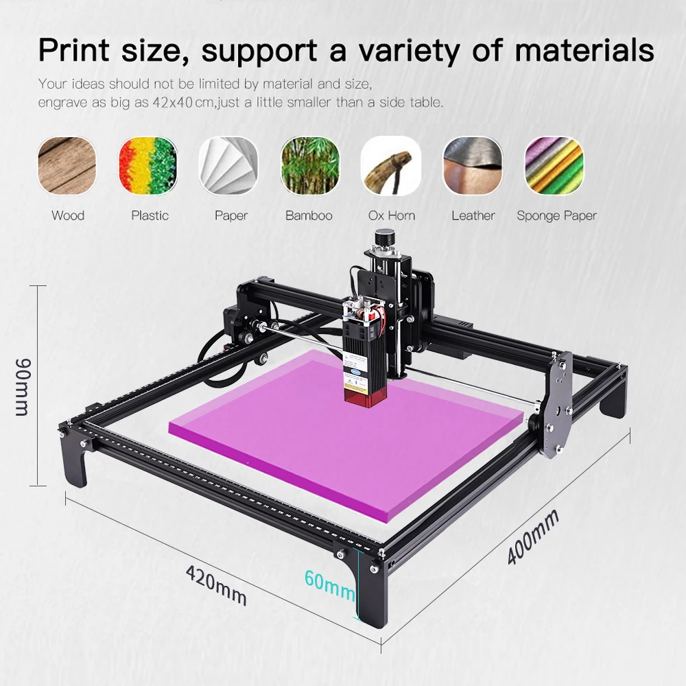 TWOWIN-máquina de grabado láser, enrutador CNC, grabador, impresora de logotipos, madera, Metal, vidrio, área de grabado, 420X400mm