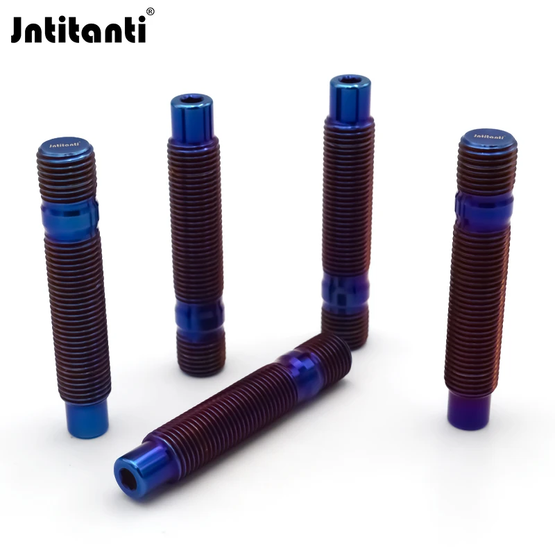Jntitanti Threaded Double End Gr.5 Titanium Ti-6Al-4V Wheel Stud Convertion M12x1.5mm Wheel Bolts to Lug Nut for European Cars