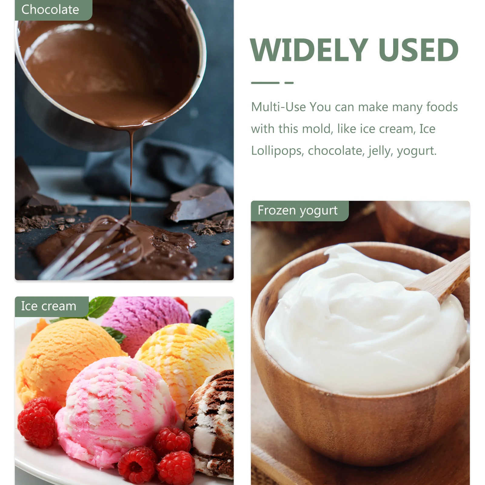 

DIY Silicone Ice Cream Mold Set for Kids and Toddlers with Lid Design for Ice Lollipops Chocolate Jelly Yogurt Freezer Safe