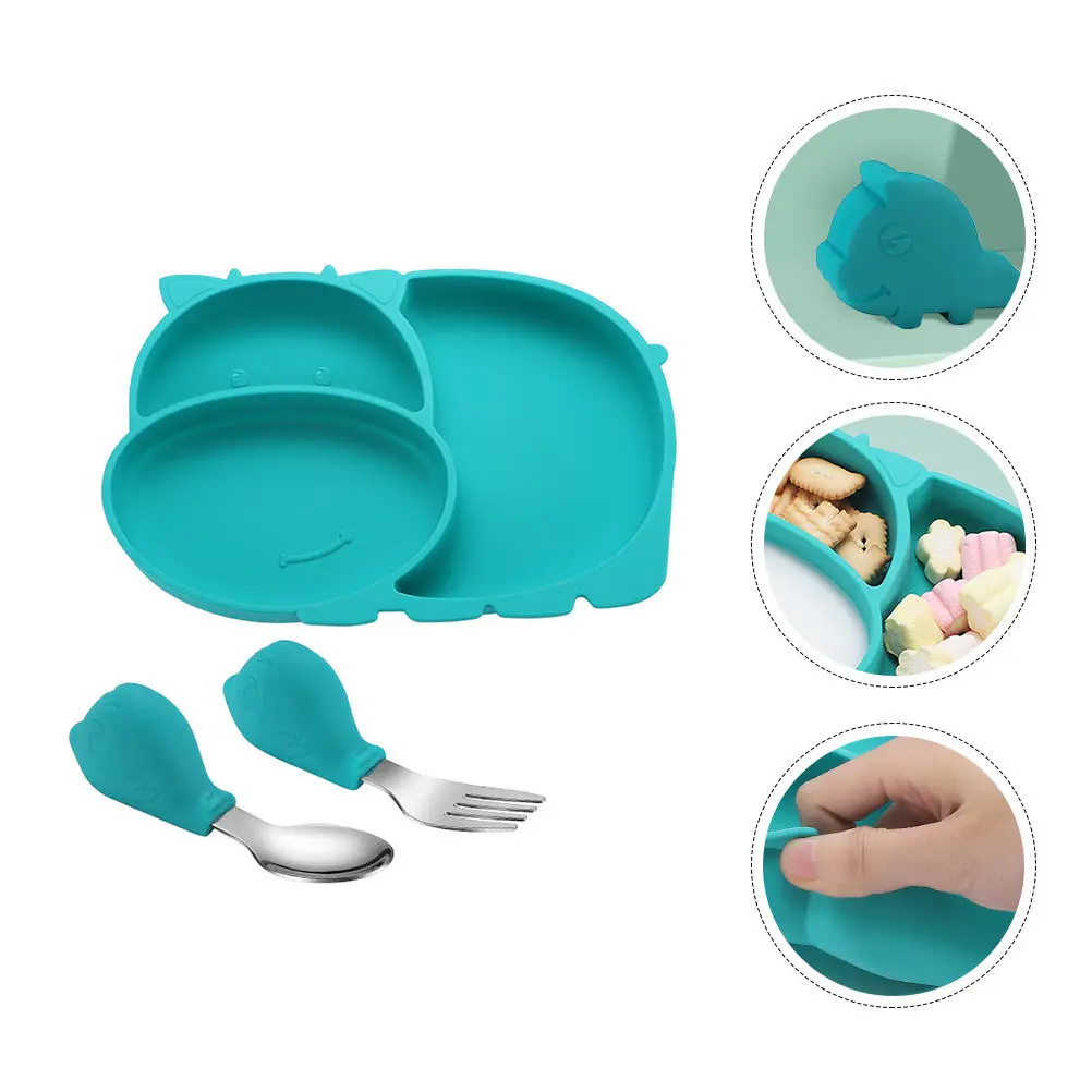 

Baby Silicone Dinner Plate Set High Temperature Integral Molding Partition Tableware Children Feeding Plate Safe and Secure Use